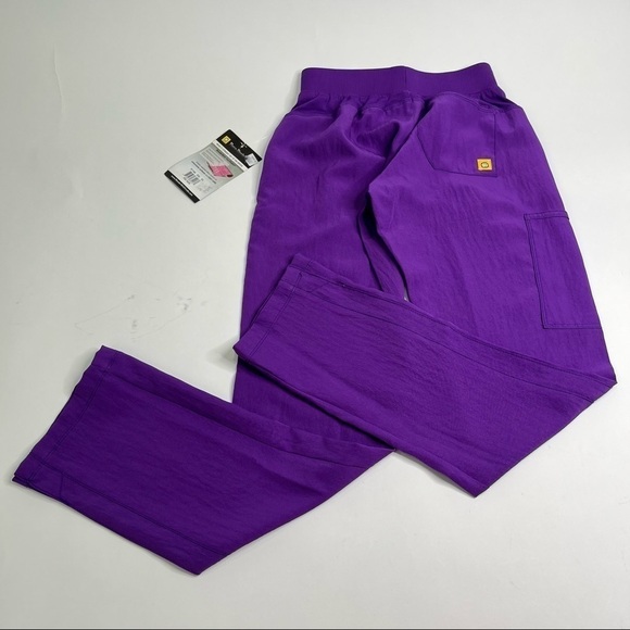 NEW WonderWink Purple Four-Stretch Elastic Waist No Iron Sport Cargo Scrub Pants - Picture 3 of 16